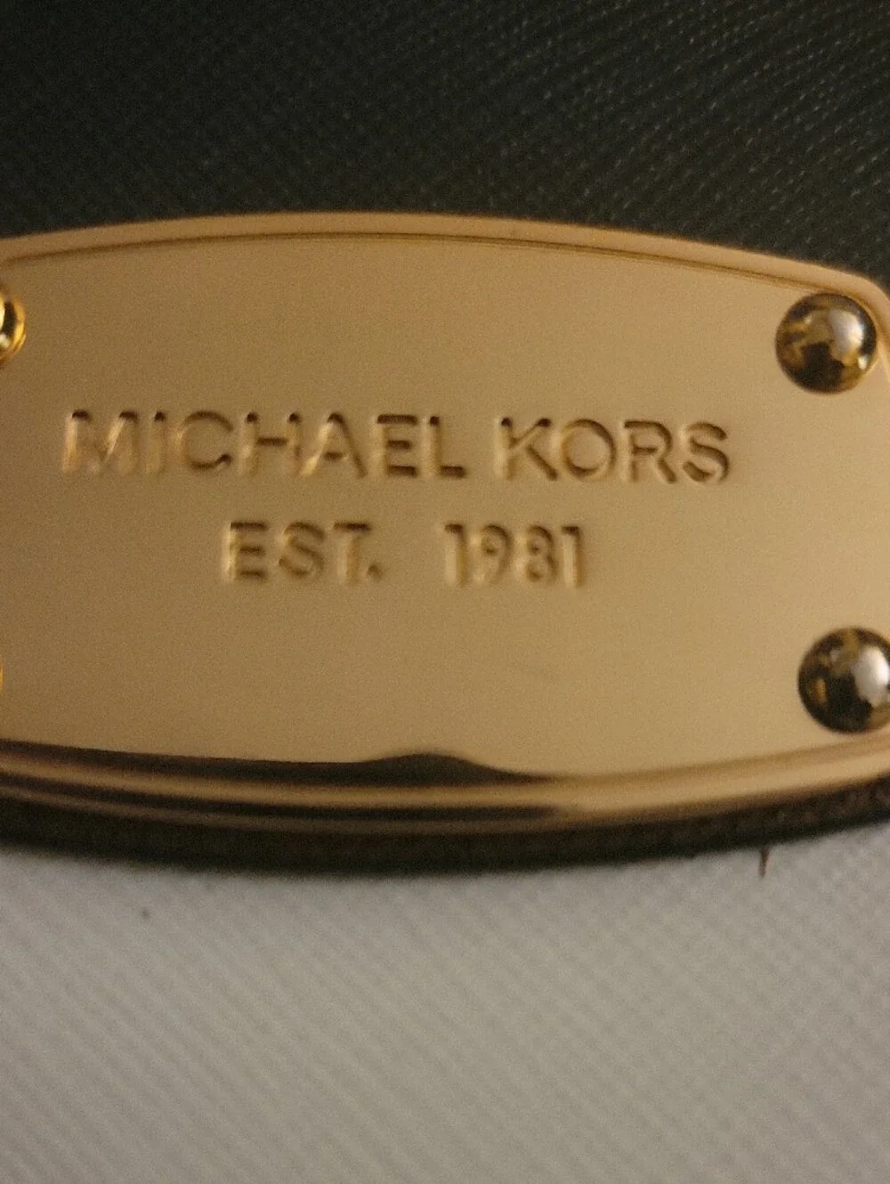 Michael Kors Navy and White Striped Tote with Brown Leather Handles